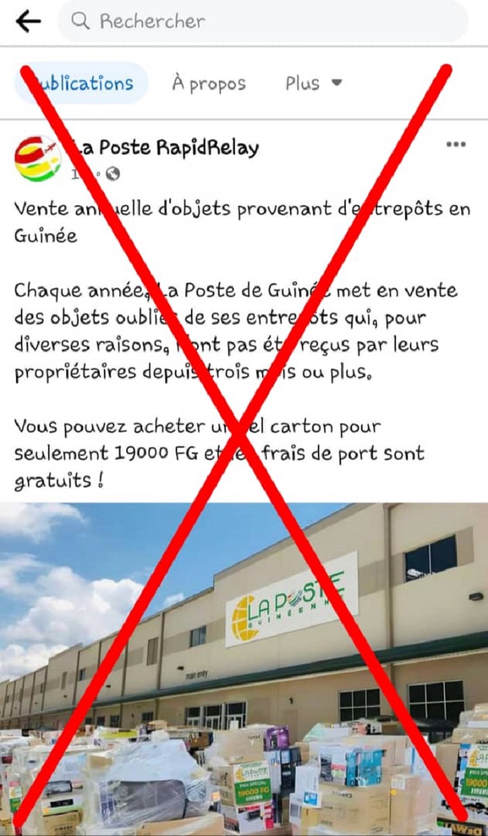 Faux, la poste guinéenne ne revend pas des colis à 19 000 GNF !