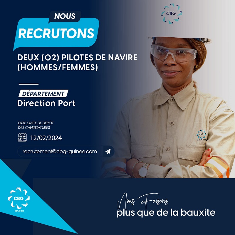 La CBG recherche deux pilotes de navire